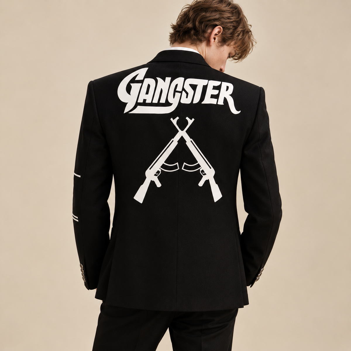 Black Mafia Motif Casual Blazer