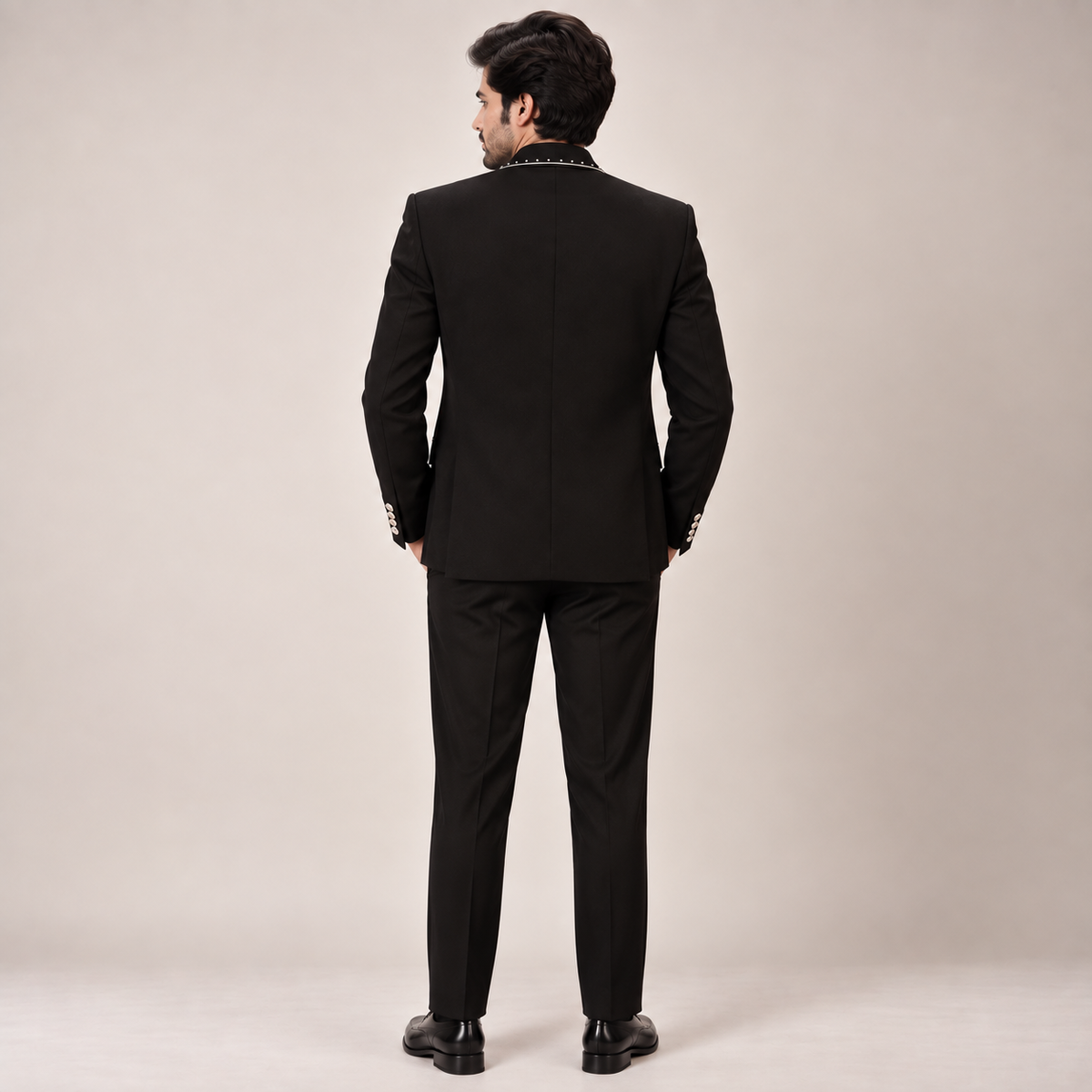 Black Suede Designer Blazer with Beads Work