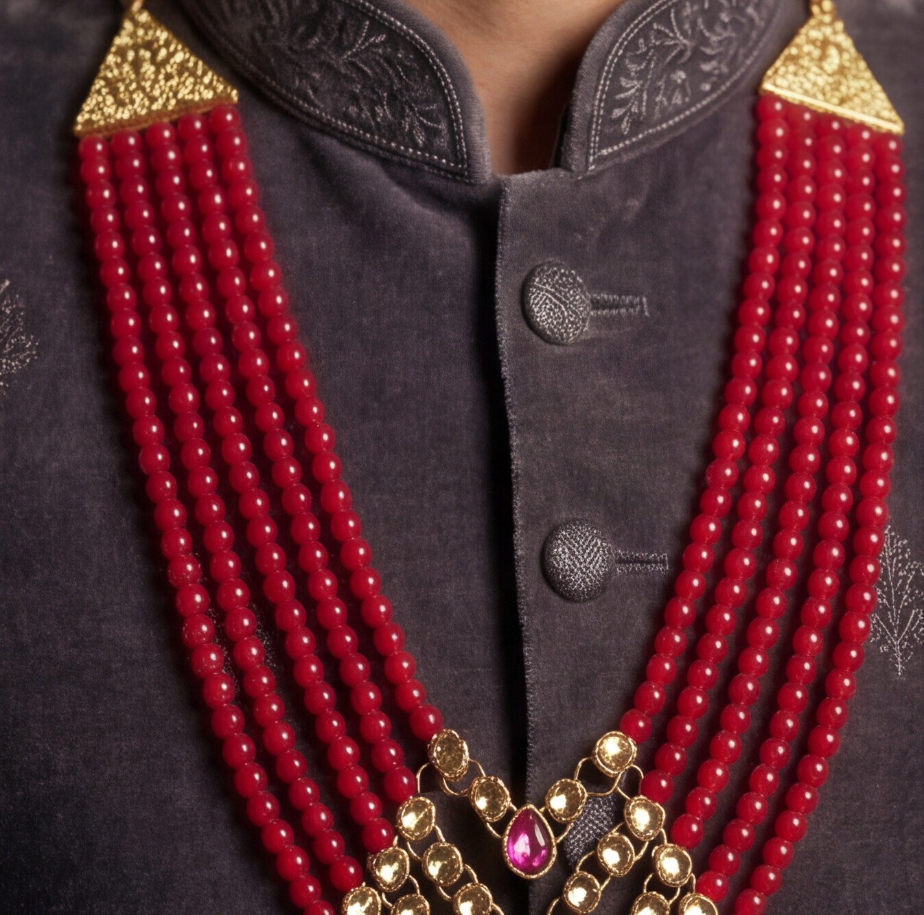 Pink Pearl Layered Men's Necklace
