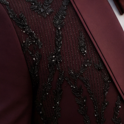 Wine Hand Embroidered Designer Tuxedo
