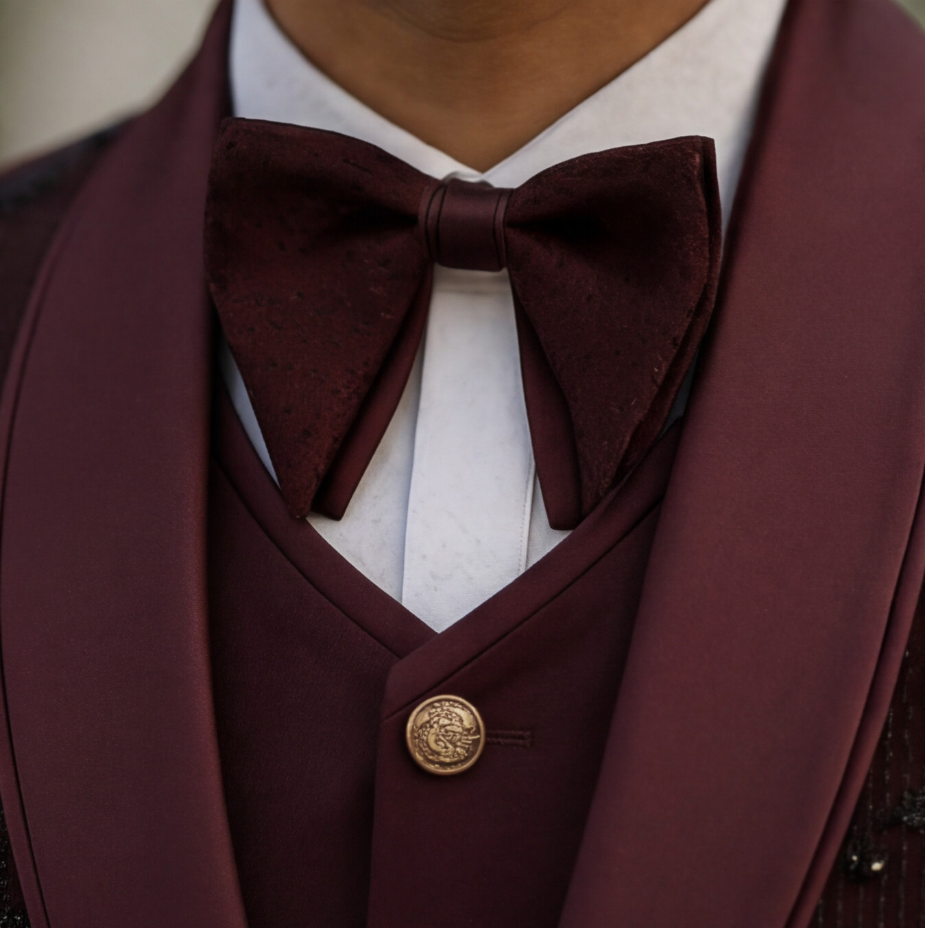 Wine Hand Embroidered Designer Tuxedo