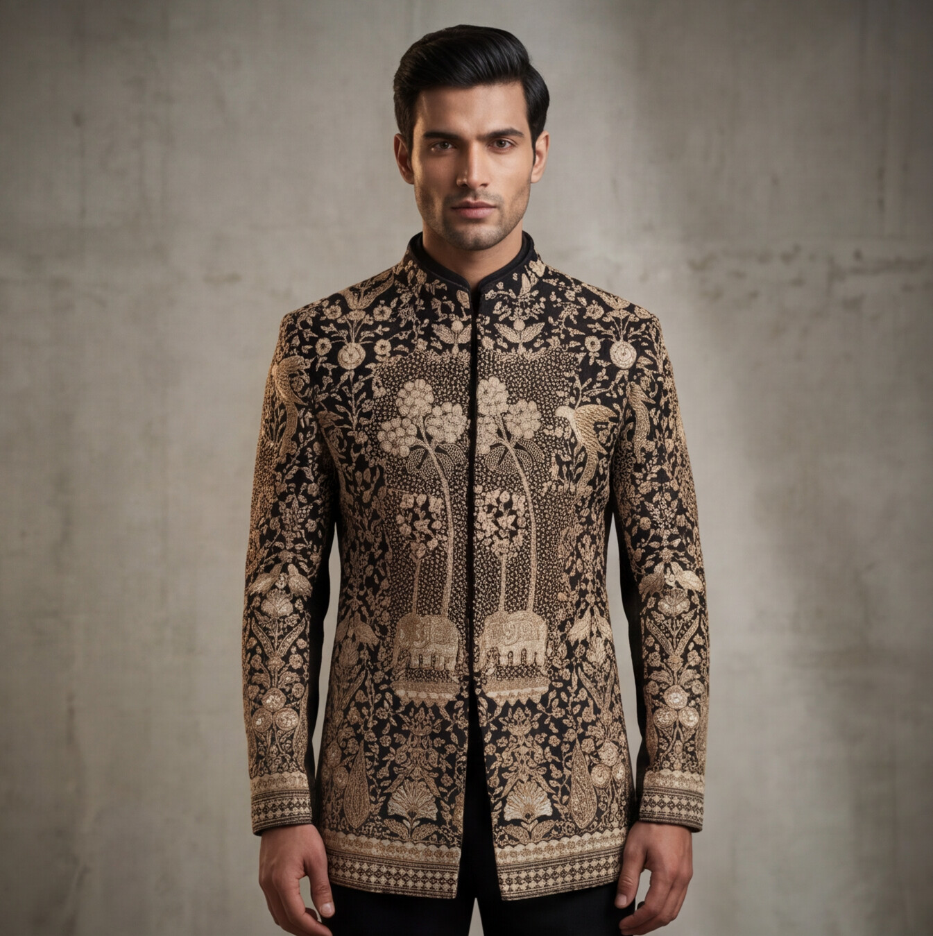 Black Embroidered Indo-Western