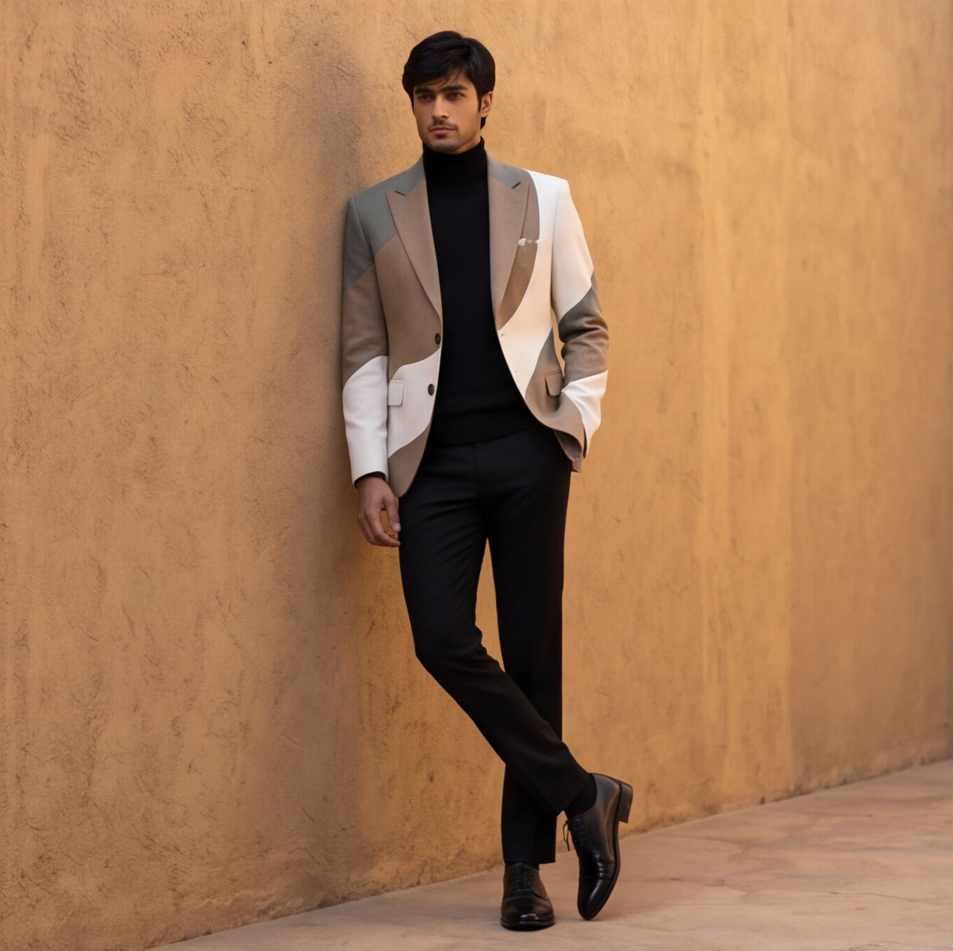 Fawn Multi Colour Italian Structured Casual Blazer