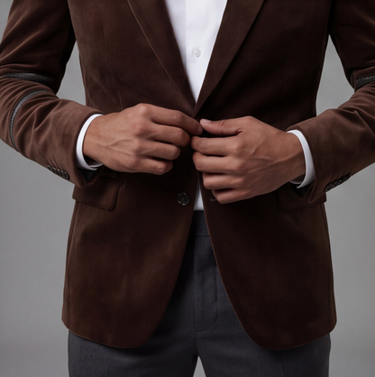 Brown Velvet Designer Blazer