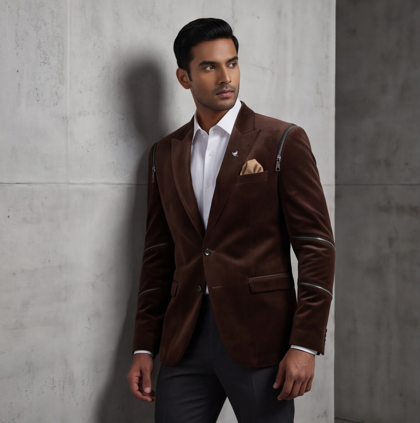 Brown Velvet Designer Blazer