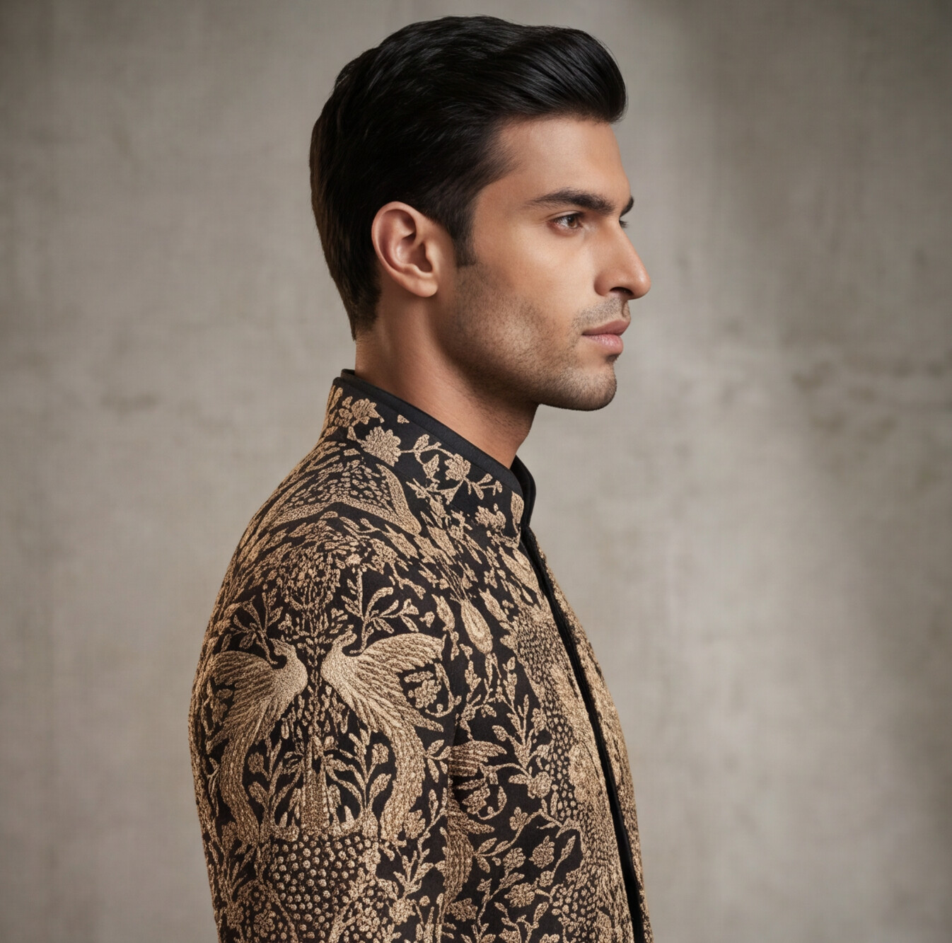 Black Embroidered Indo-Western