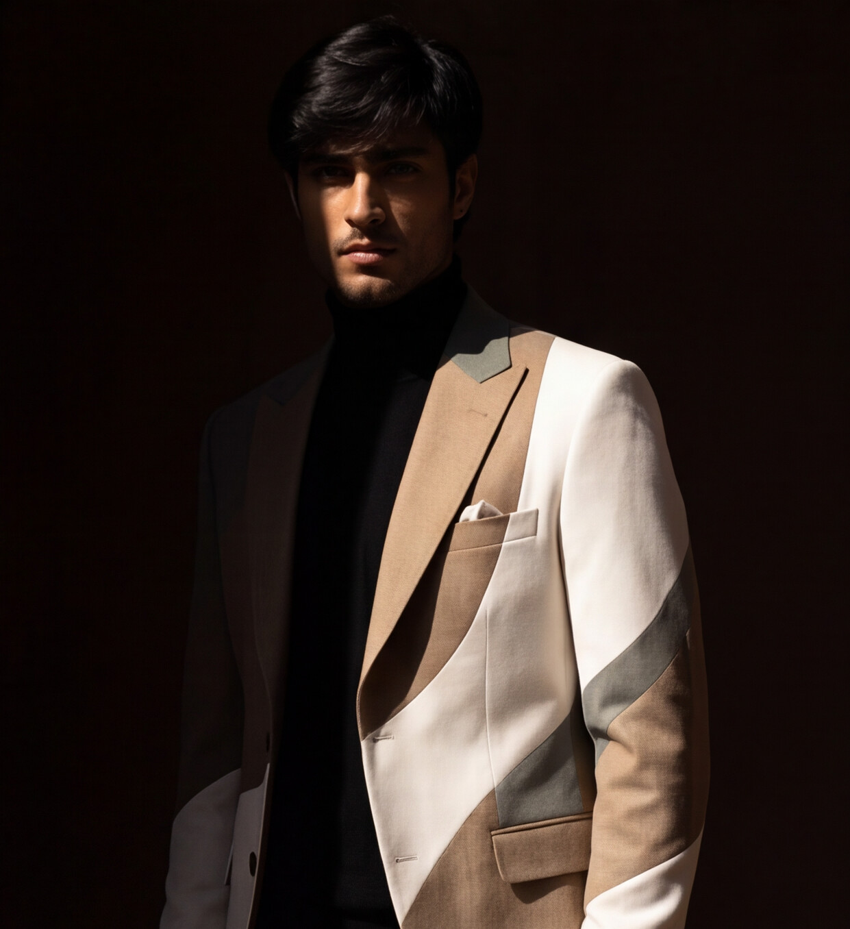 Fawn Multi Colour Italian Structured Casual Blazer