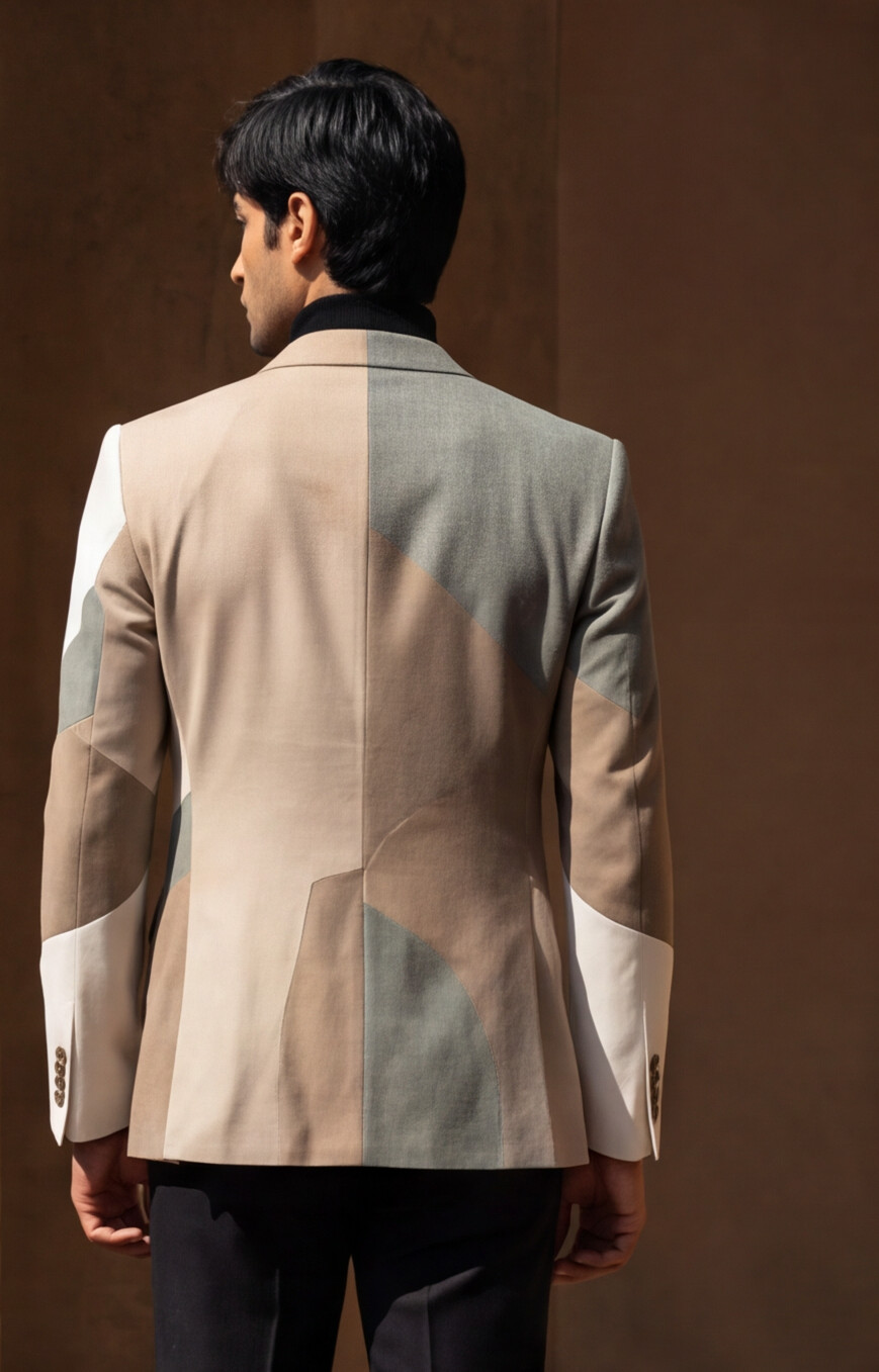 Fawn Multi Colour Italian Structured Casual Blazer