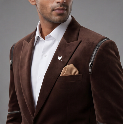 Brown Velvet Designer Blazer