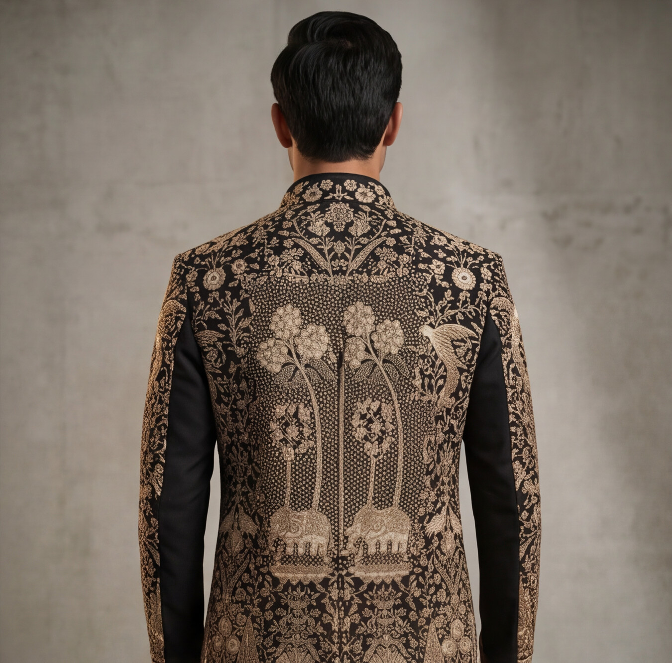 Black Embroidered Indo-Western