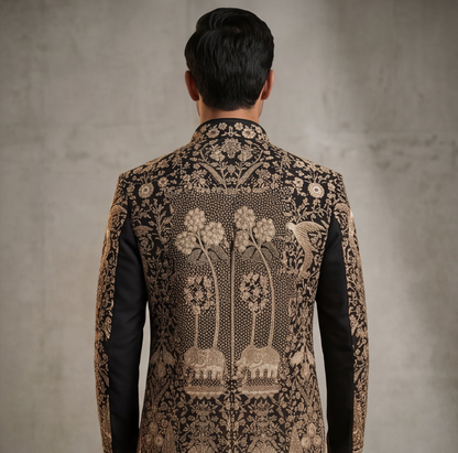 Black Embroidered Indo-Western