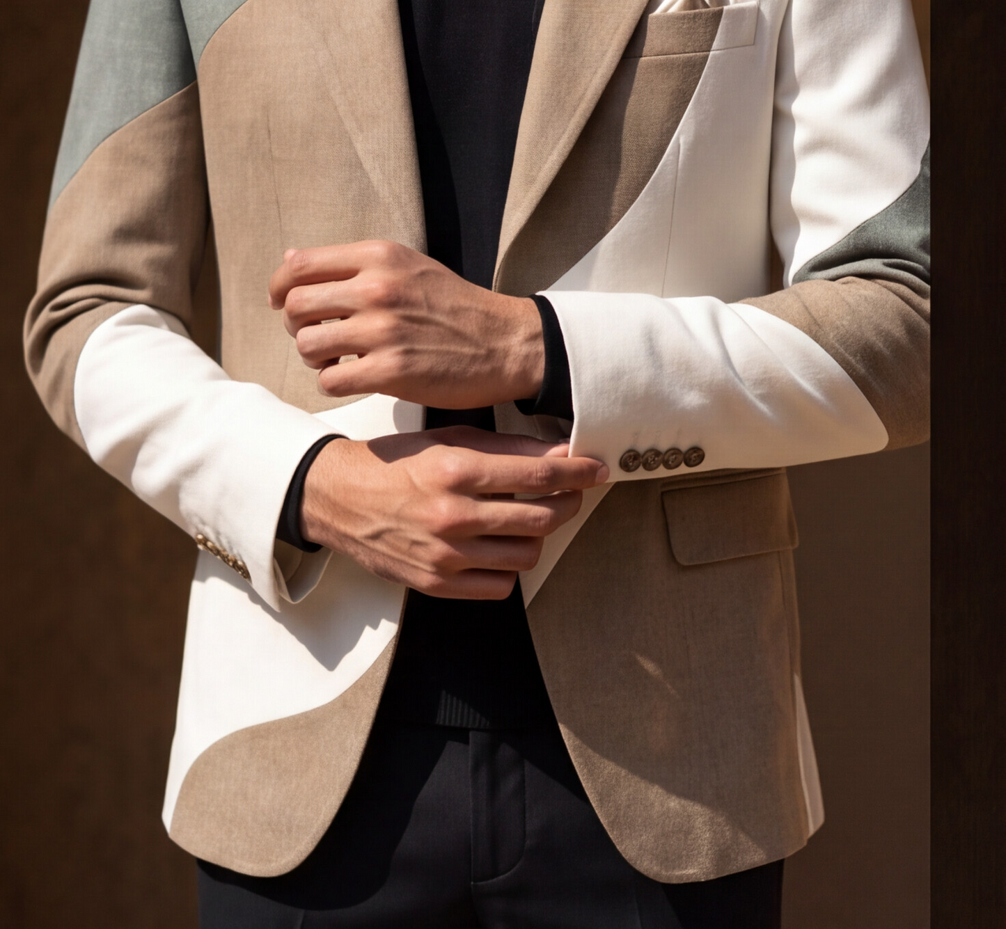 Fawn Multi Colour Italian Structured Casual Blazer