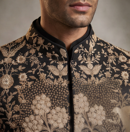 Black Embroidered Indo-Western