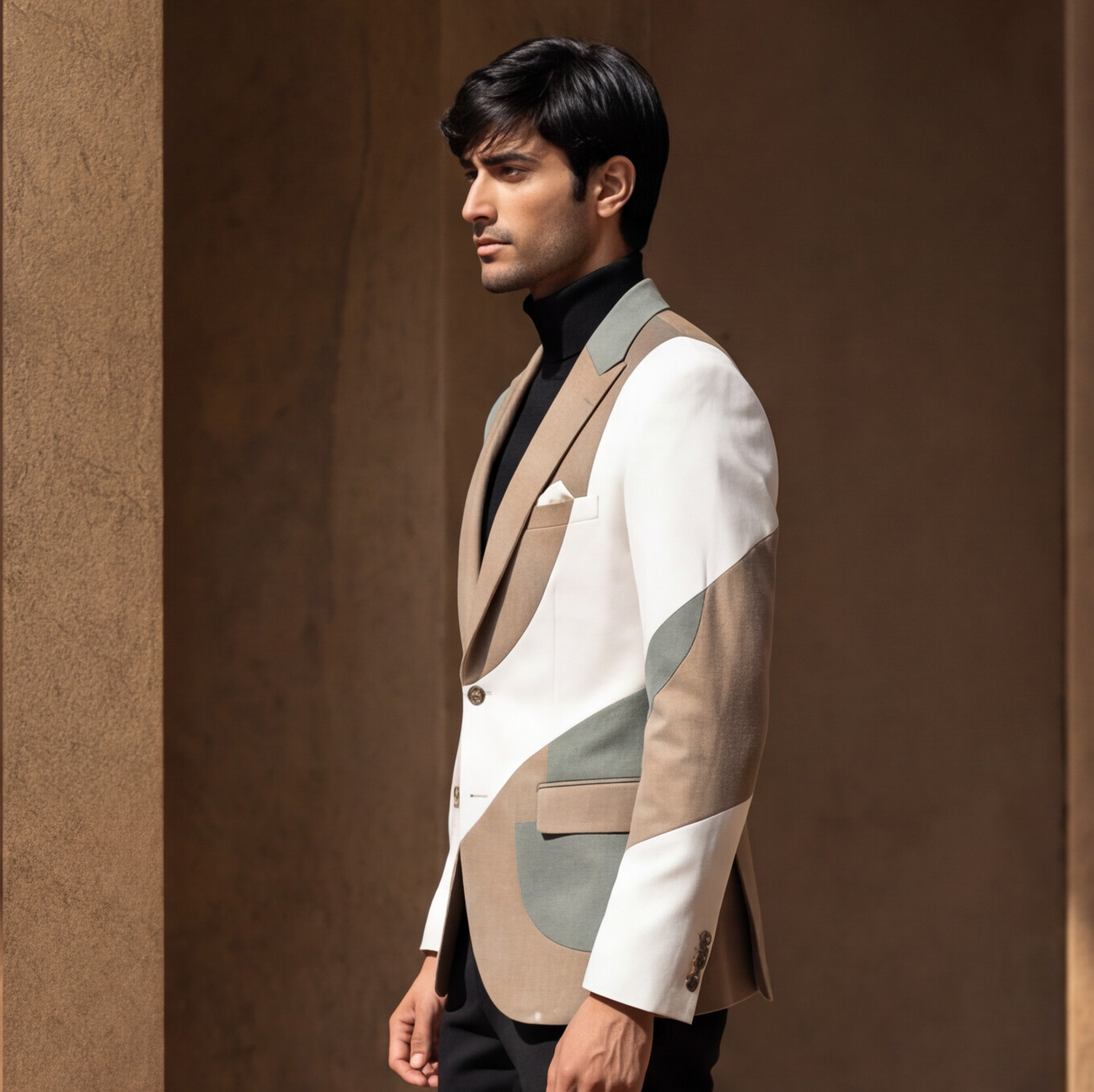 Fawn Multi Colour Italian Structured Casual Blazer