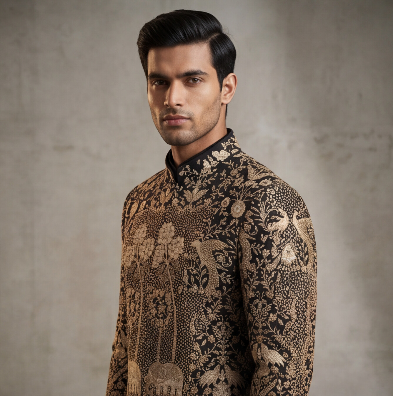Black Embroidered Indo-Western