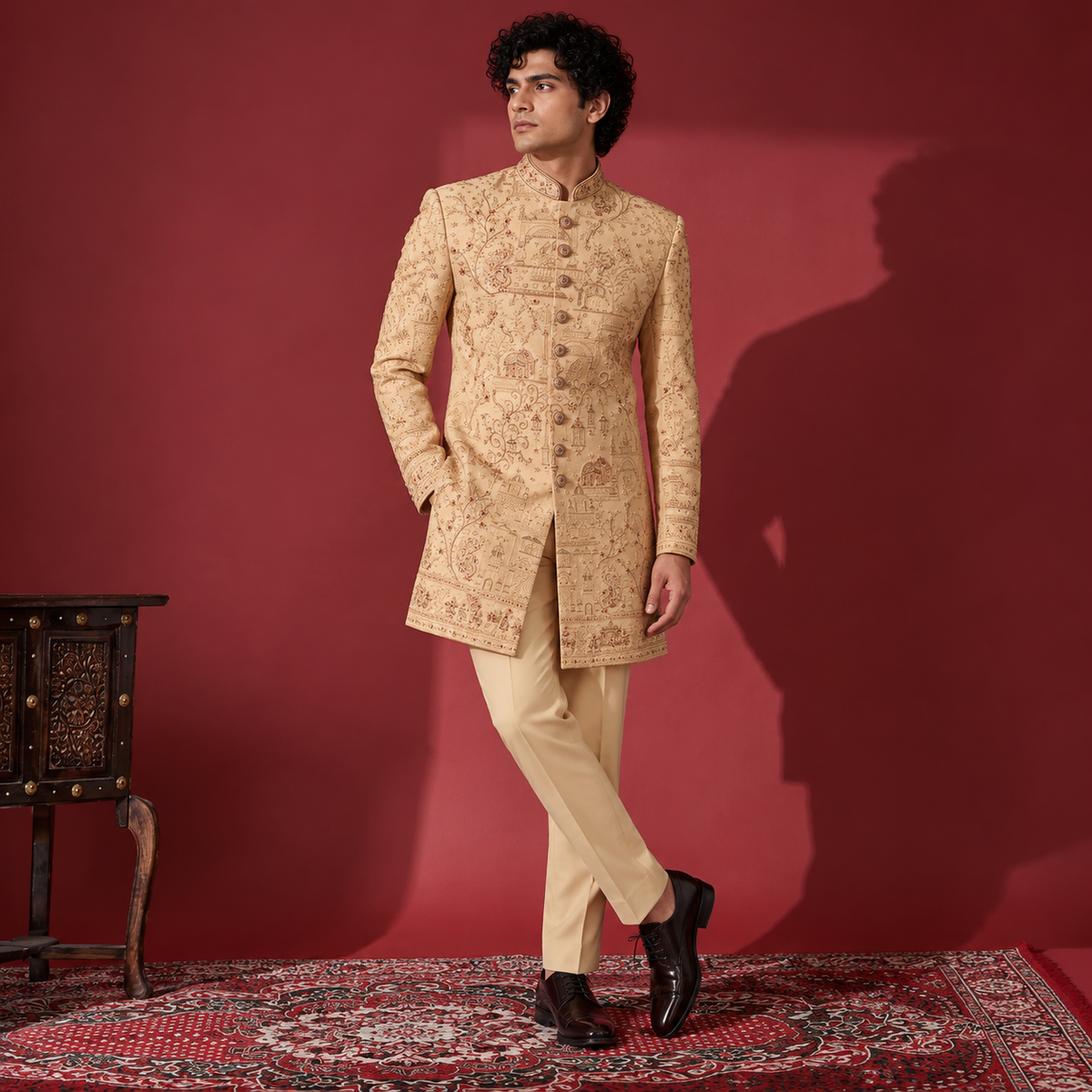 Ivory Embroidered Sherwani