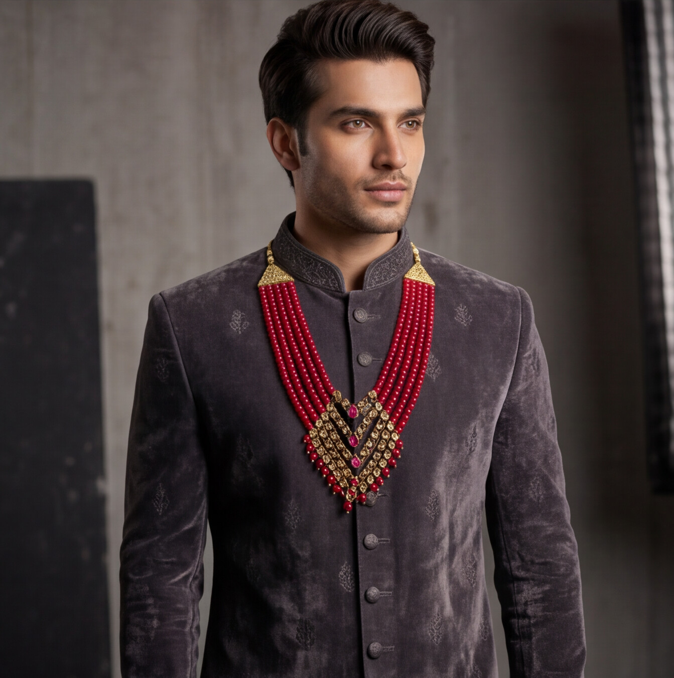 Pink Pearl Layered Men's Necklace