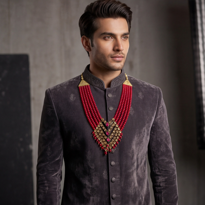 Pink Pearl Layered Men's Necklace