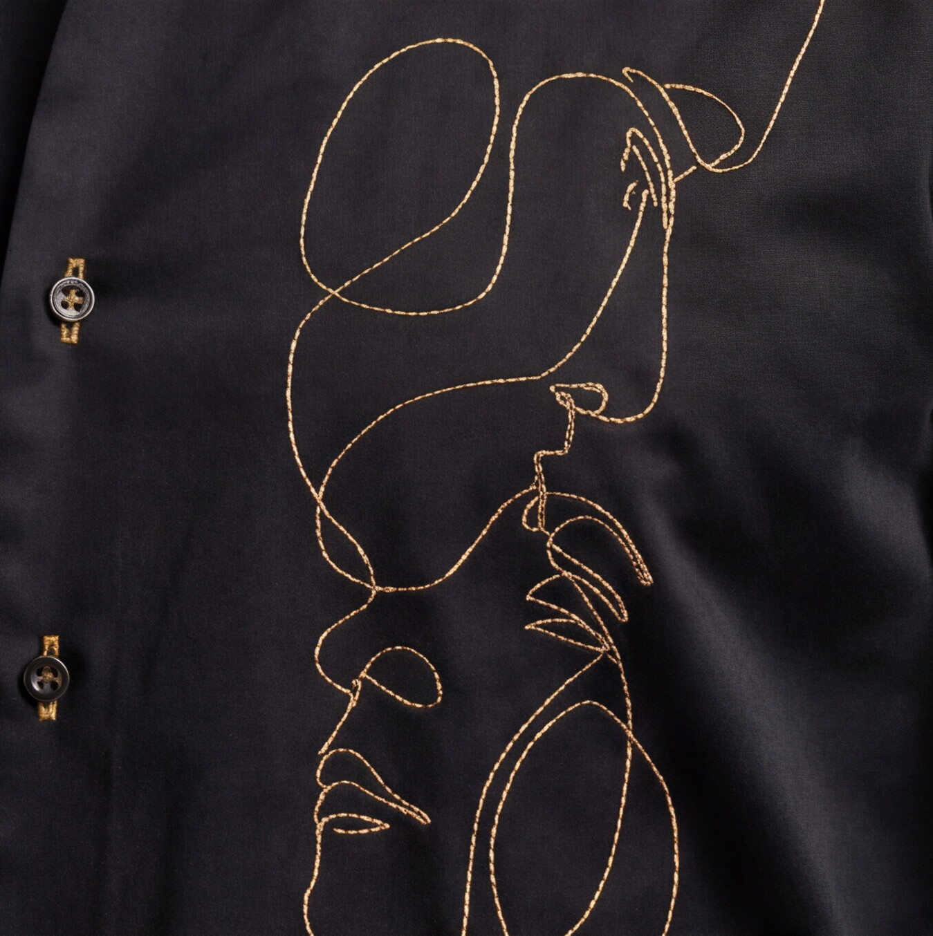 Black Designer Shirt with Face Work