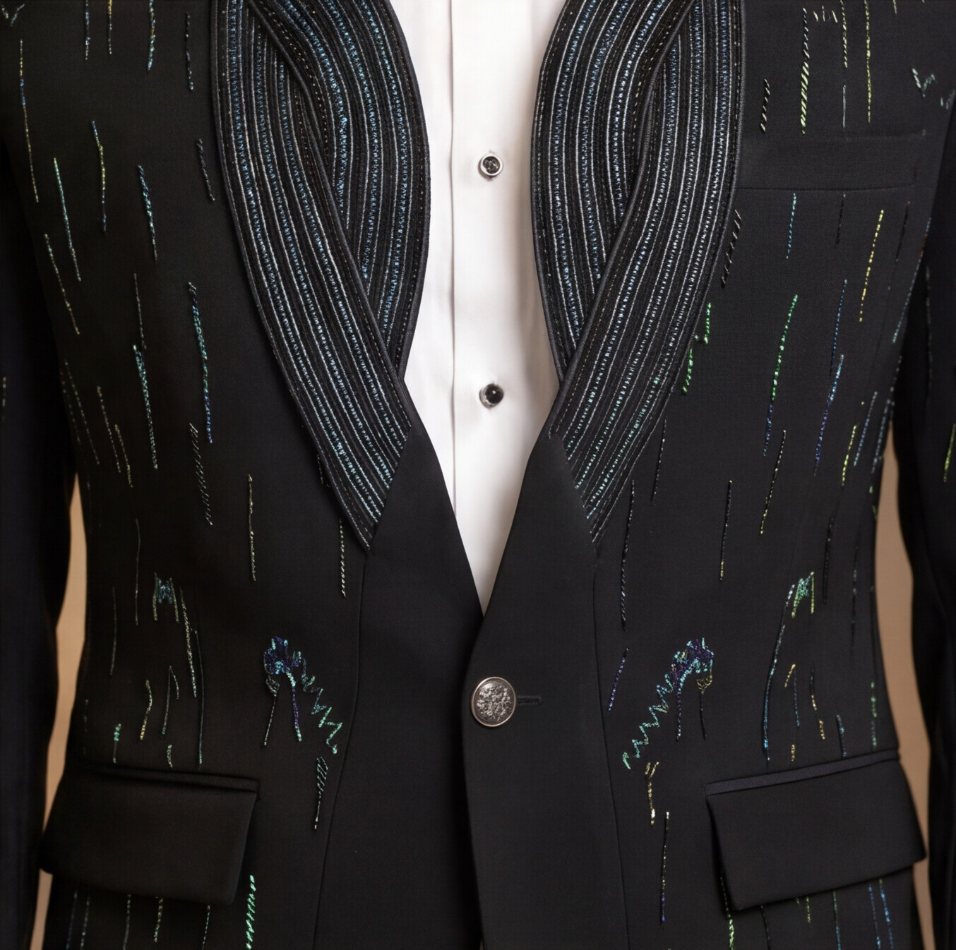 Black Hand Embroidered Designer Tuxedo
