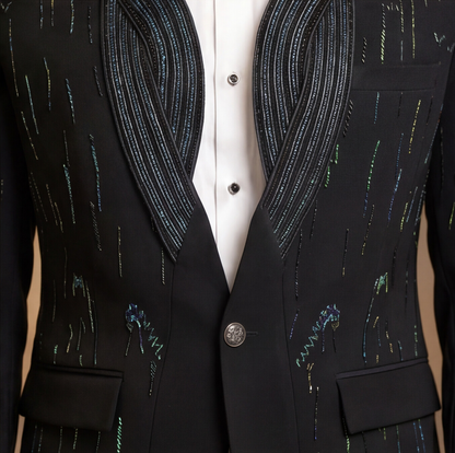 Black Hand Embroidered Designer Tuxedo