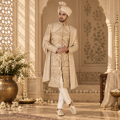 Ivory Embroidered Sherwani