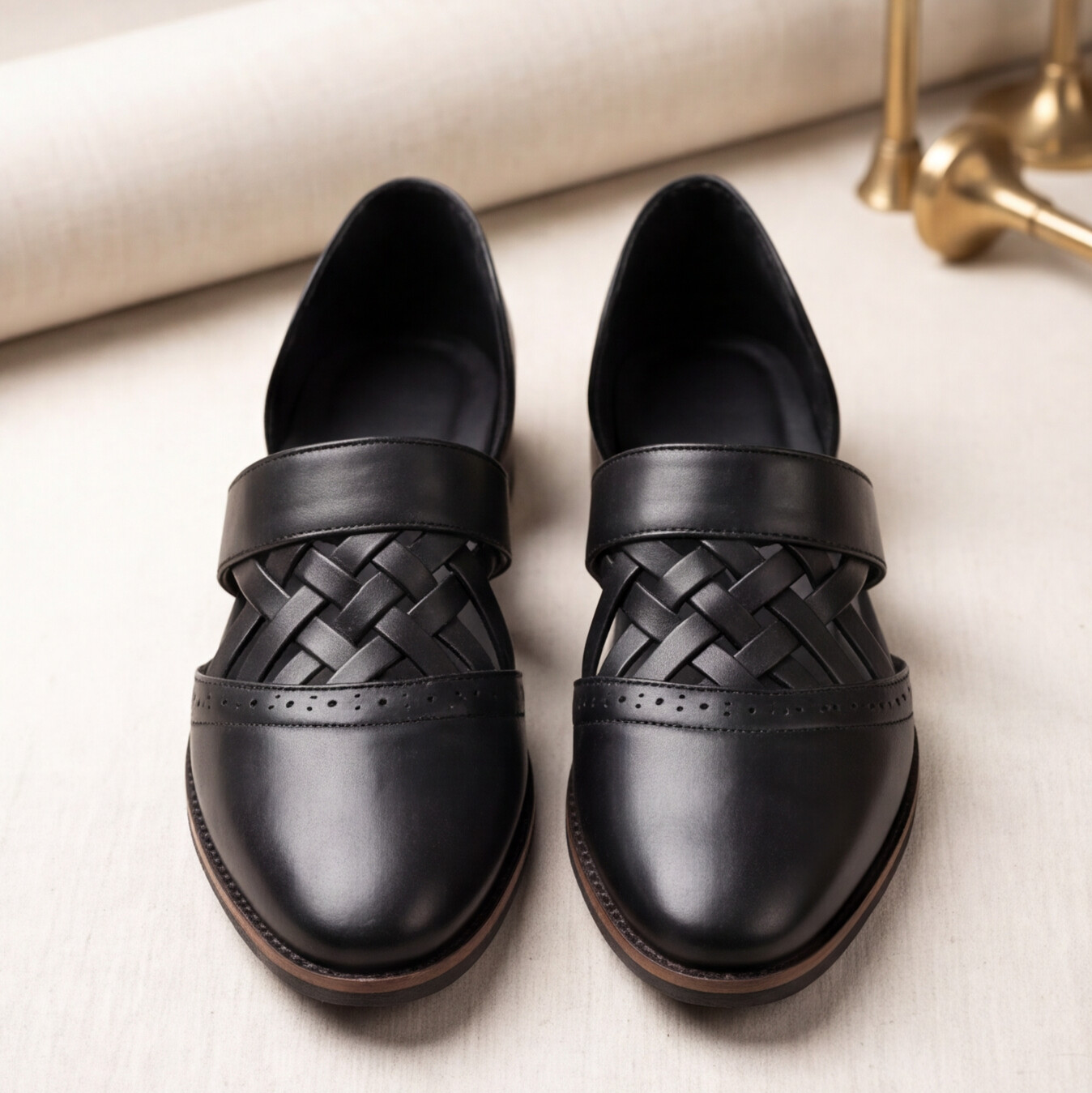 Black Hand Made Slip-On Shoes