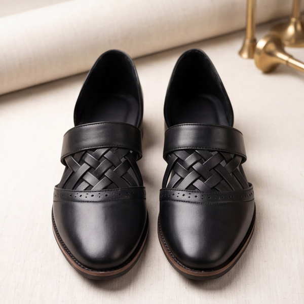 Black Hand Made Slip-On Shoes