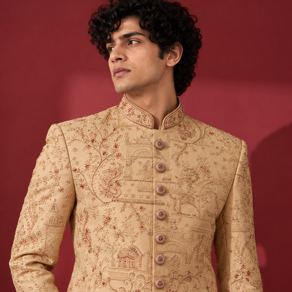 Ivory Embroidered Sherwani