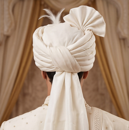 Cream Handmade Sehra with Kalangi (Art Silk)