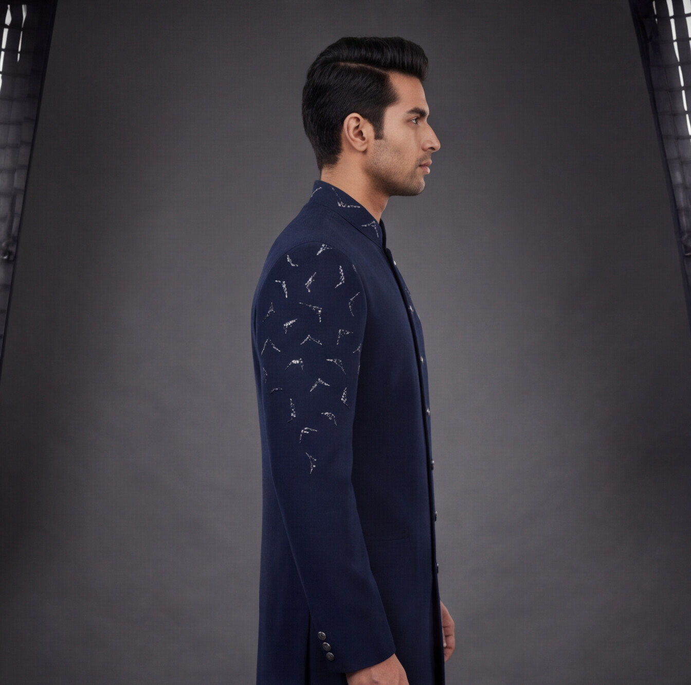 Blue Hand Embroidered Indo-Western