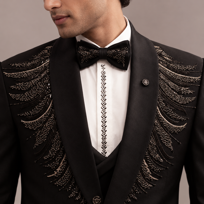 Black Hand Embroidered Designer Tuxedo