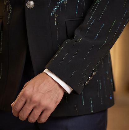 Black Hand Embroidered Designer Tuxedo
