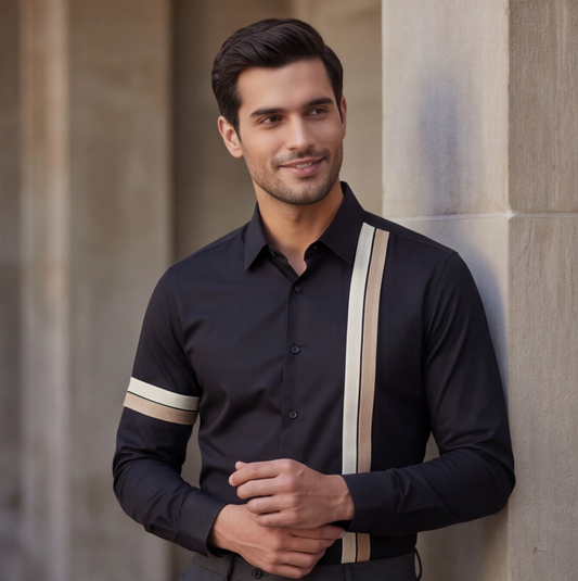 Black Asymmetrical Designer Shirt