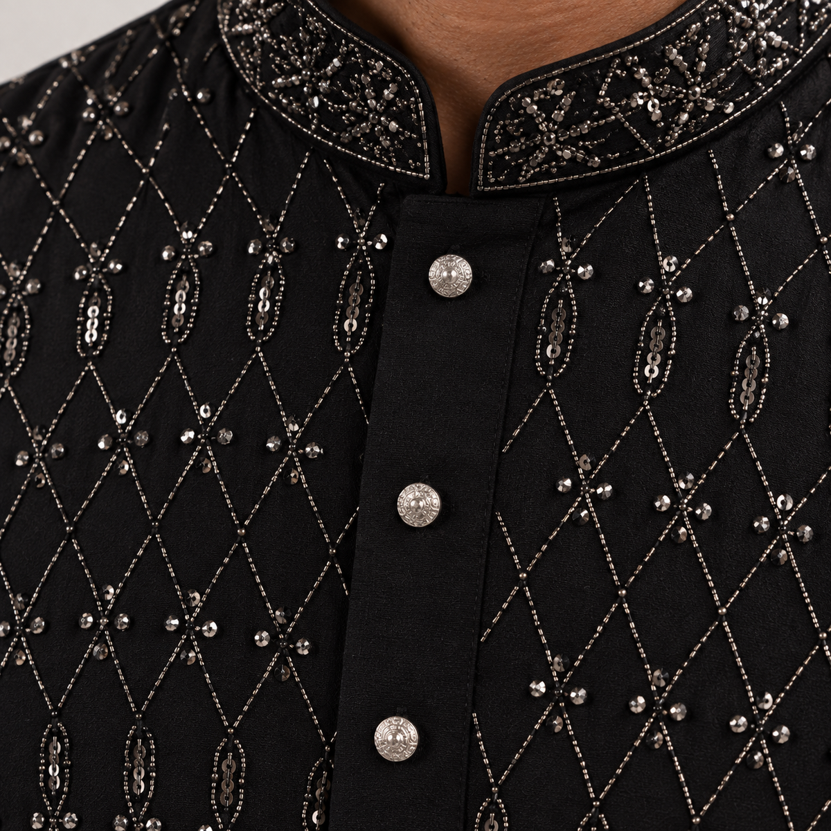 Black Hand Embroidered Ethnic Kurta