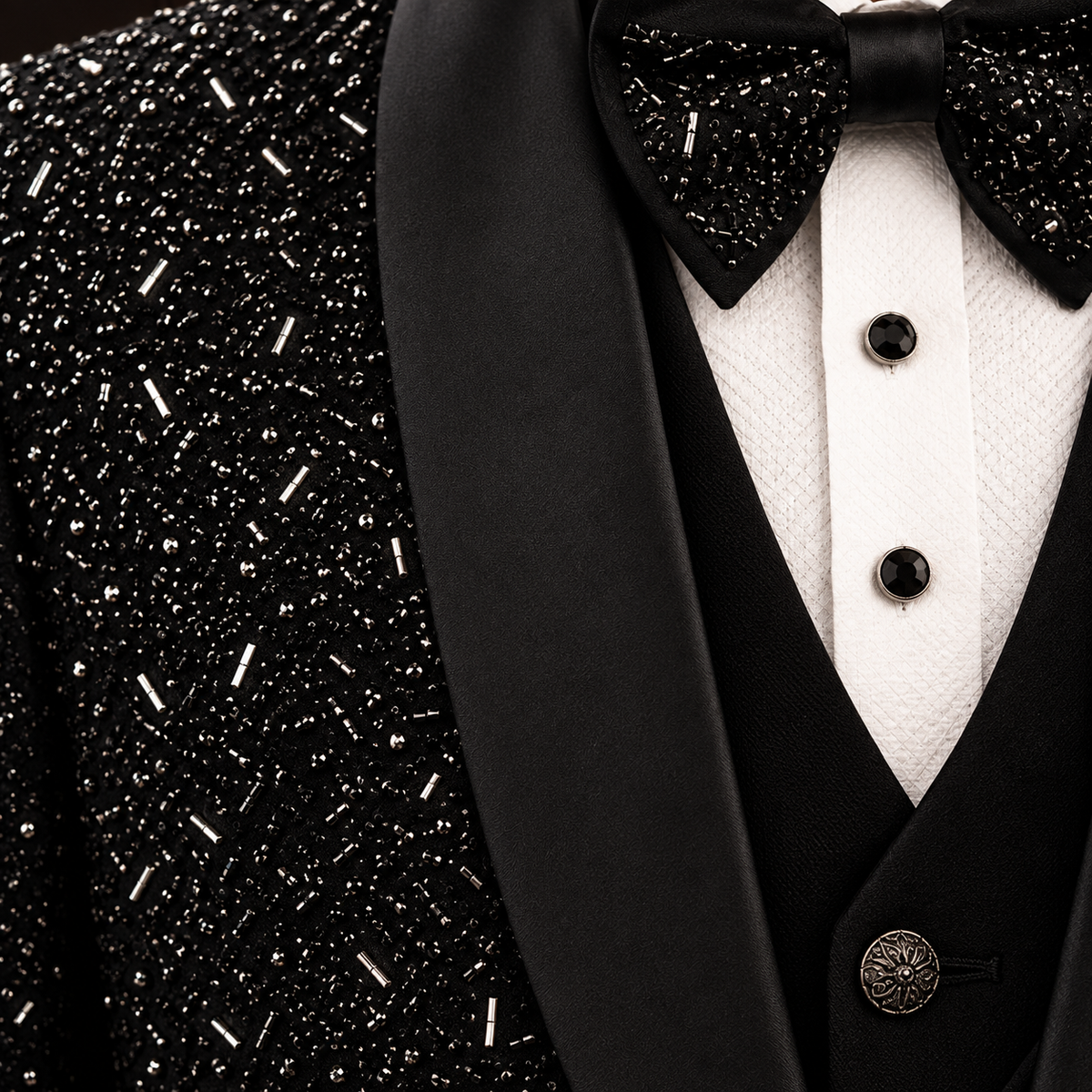 Black Hand Embroidered Designer Tuxedo