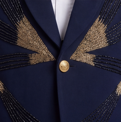 Blue Hand Embroidered Designer Tuxedo