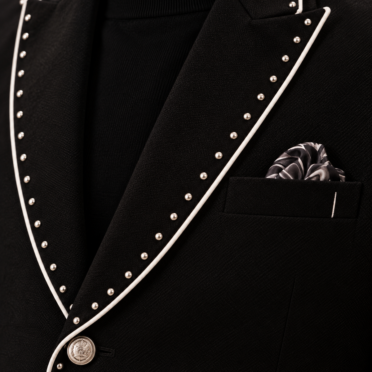 Black Suede Designer Blazer with Beads Work