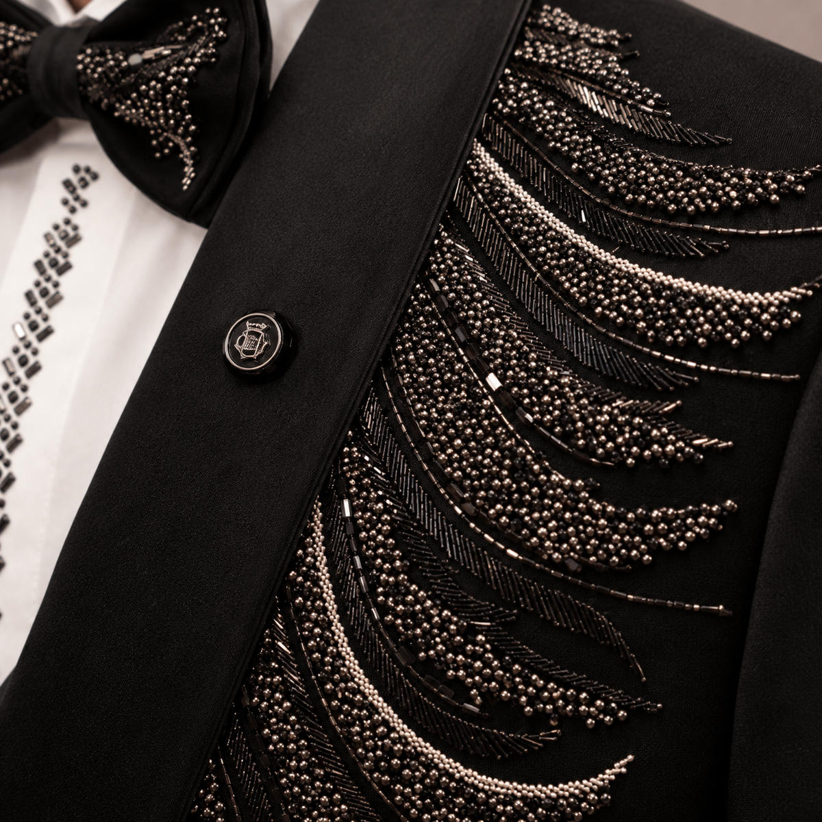 Black Hand Embroidered Designer Tuxedo