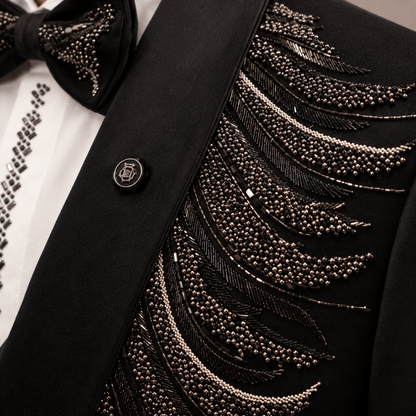 Black Hand Embroidered Designer Tuxedo