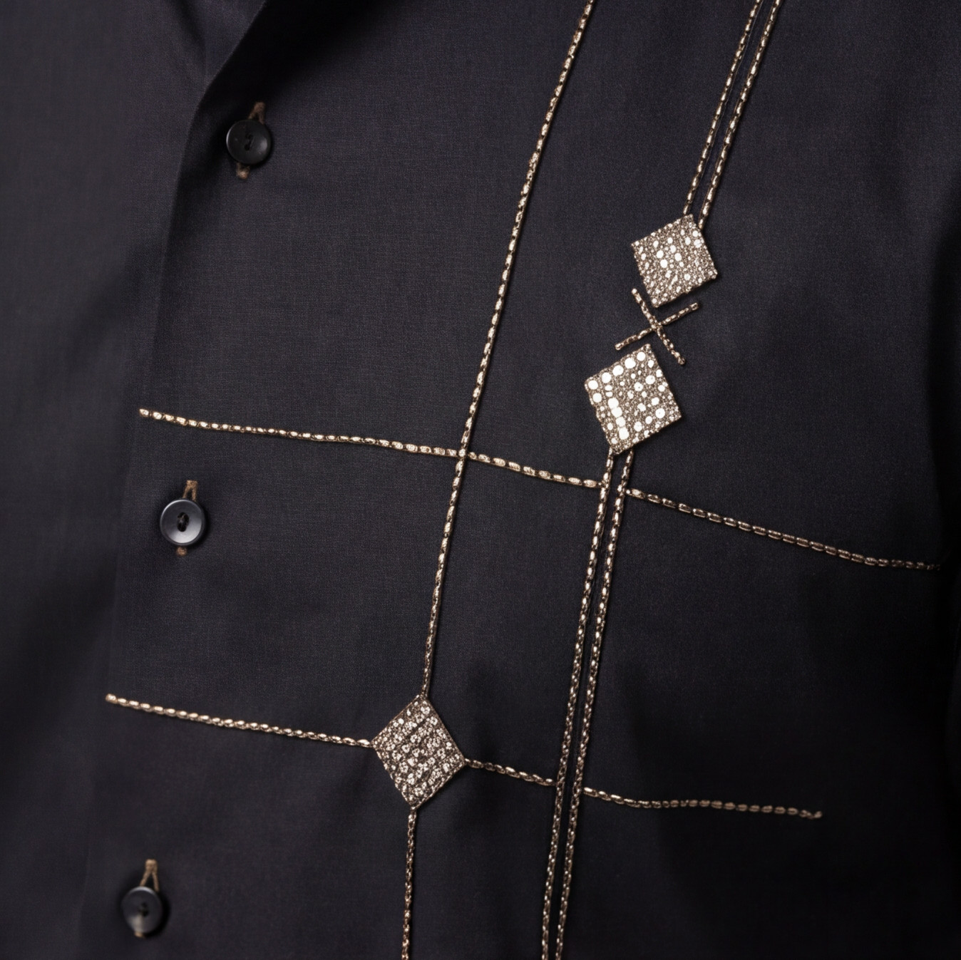 Black Hand Embroidered Designer Shirt