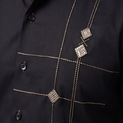 Black Hand Embroidered Designer Shirt