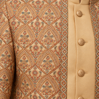 Beige Jute Embroidered Indo-Western