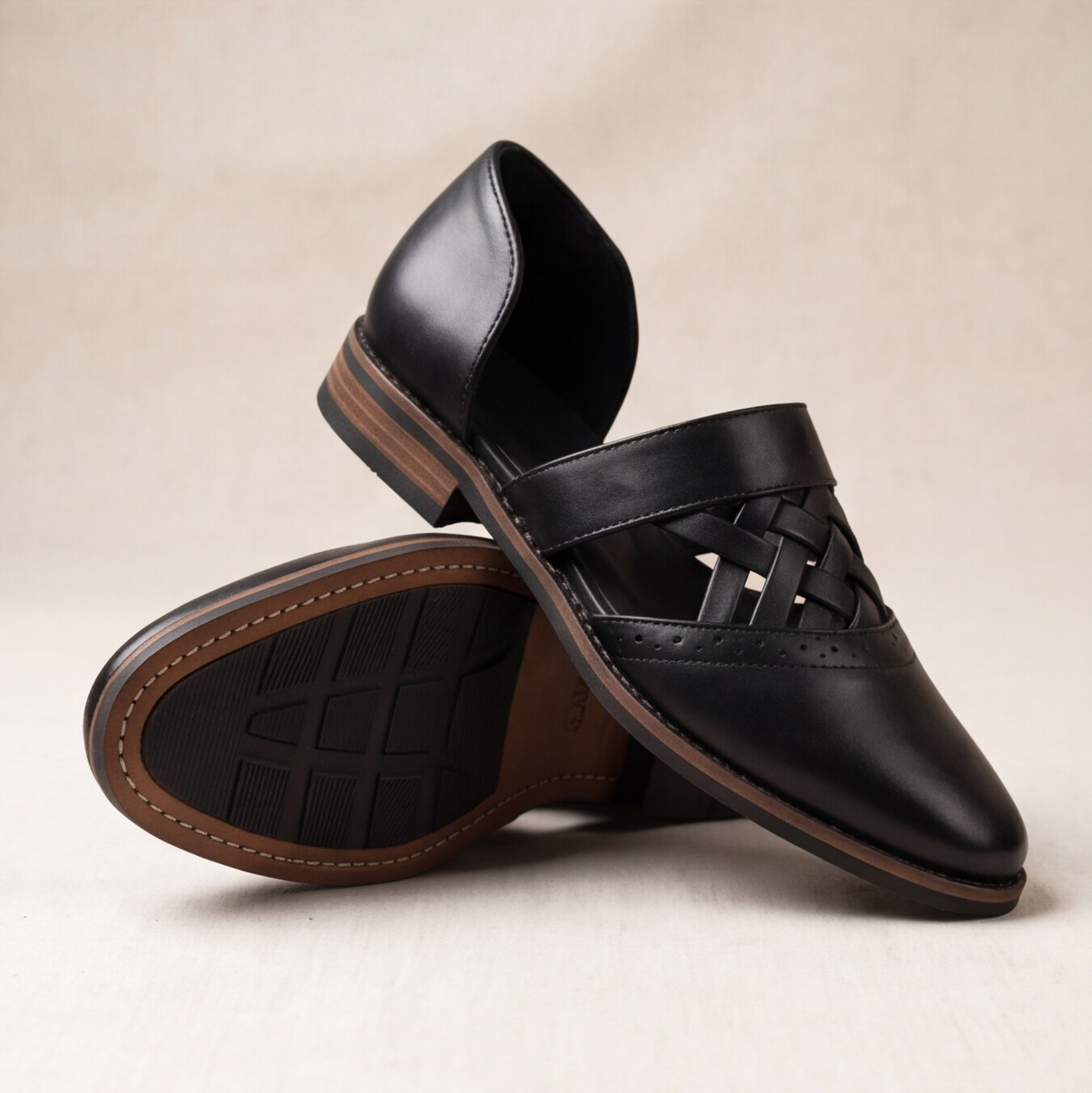 Black Hand Made Slip-On Shoes