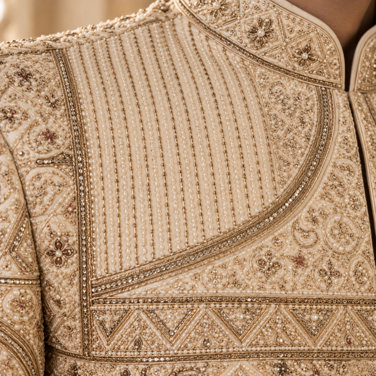 Ivory Embroidered Sherwani