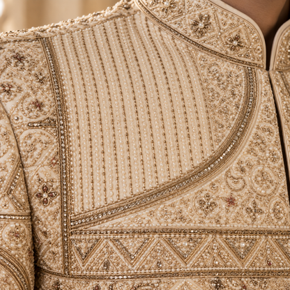 Ivory Embroidered Sherwani