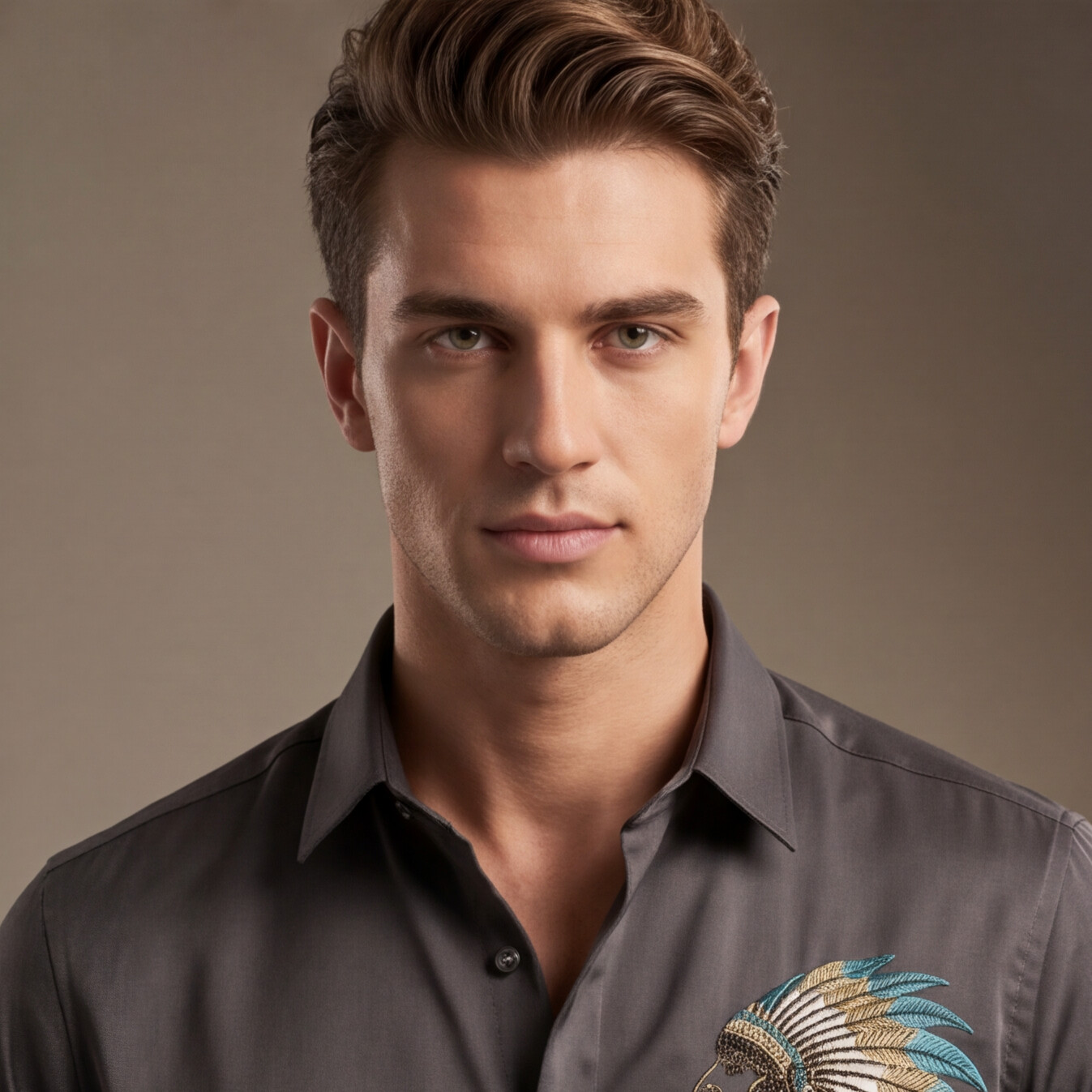 Black King Face Motif Designer Shirt