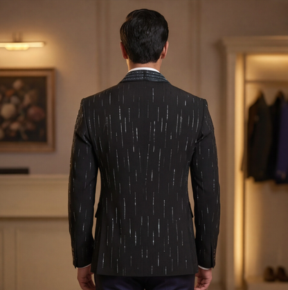 Black Hand Embroidered Designer Tuxedo