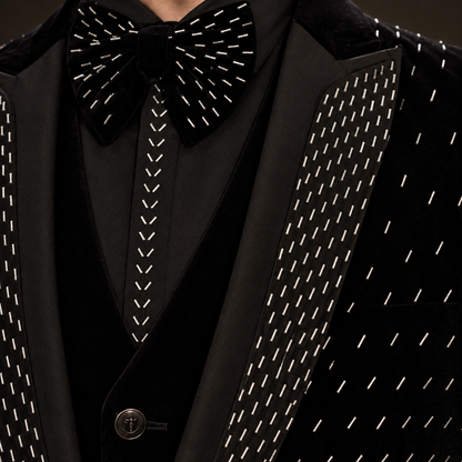 Black Hand Embroidered Designer Tuxedo