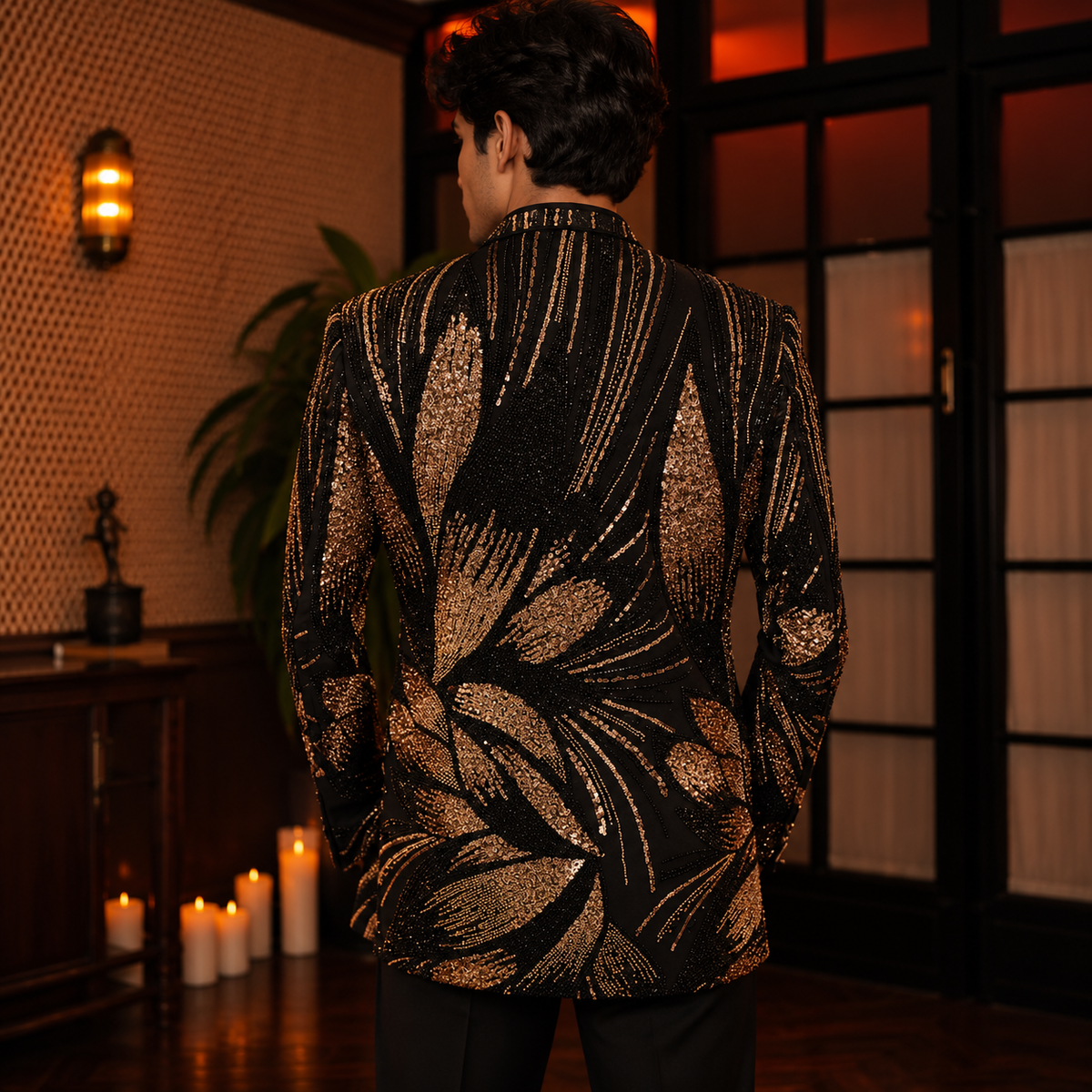 Black Hand Embroidered Indo-Western